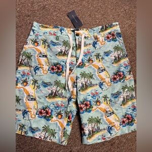 Tommy Hilfiger 32 size Tropical Florida  Print Men's cotton/linen summer Shorts